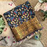 Vriksham Black Kalamkari Saree With Kanchi Border-VS4390